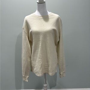 Zara Cream Textured Crew Neck Sweater